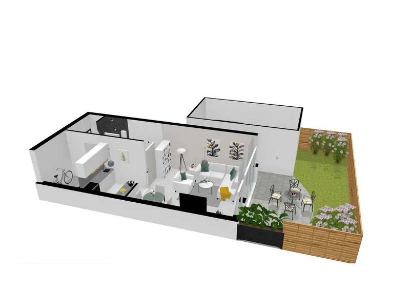 3D floor plan · Ground floor with garden