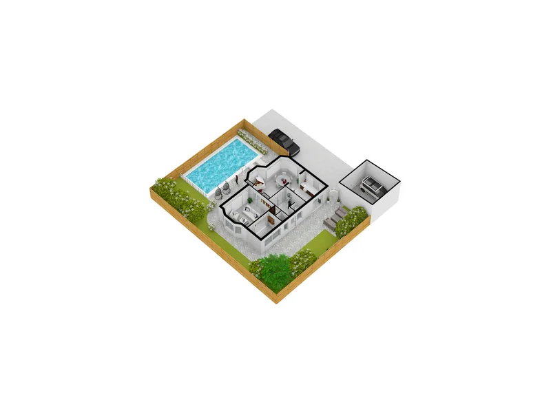 3D floor plan · Villa with pool