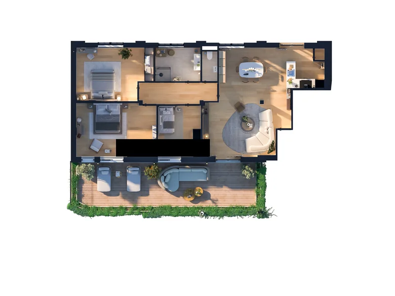 HQ 3D floor plan · Apartment with garden