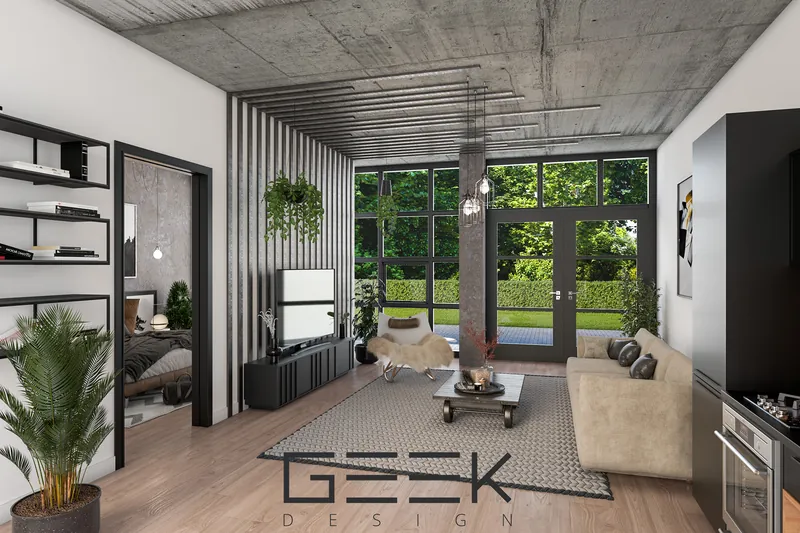 3D interior · Garden living room
