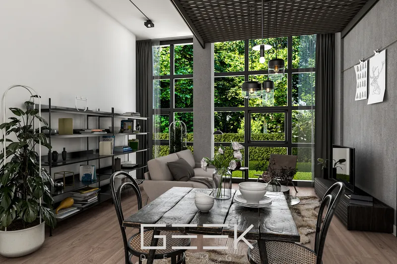 3D interior · Industrial loft